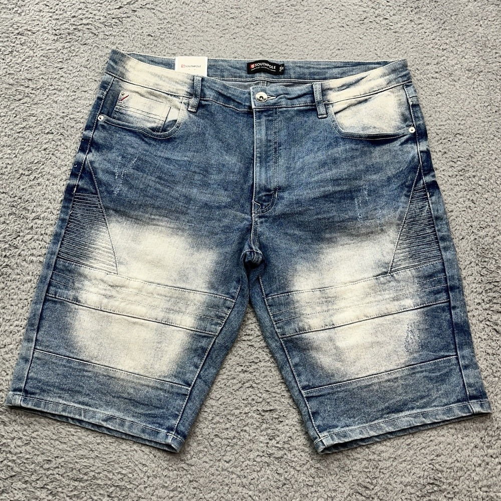 Southpole Active Flex Jean‎ Shorts Mens 36 Slim Distressed Faded Streetwear